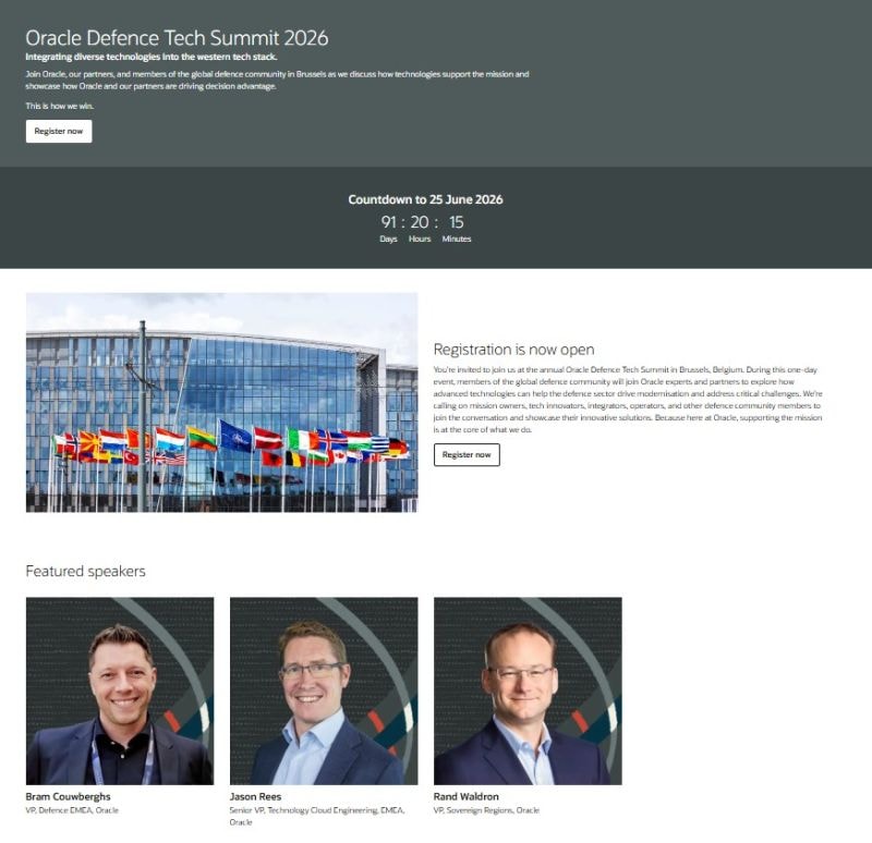 Oracle Defense Tech Summit, Brussels, Belgium June 25th. | Osinto.ai